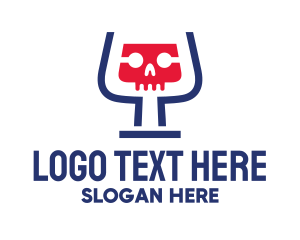 Liqueur - Cocktail Glass Skull logo design