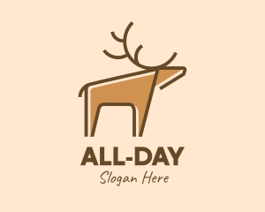 Brown Reindeer Deer logo design