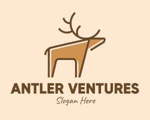 Brown Reindeer Deer logo design