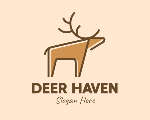 Brown Reindeer Deer logo design