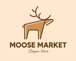 Brown Reindeer Deer logo design