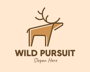 Hunt - Brown Reindeer Deer logo design