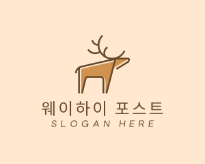 Brown Reindeer Deer logo design