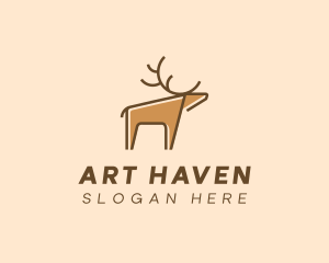 Brown Reindeer Deer logo design