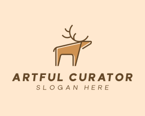 Brown Reindeer Deer logo design