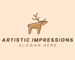 Brown Reindeer Deer logo design