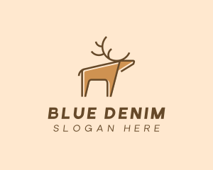 Brown Reindeer Deer logo design