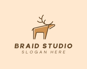 Brown Reindeer Deer logo design