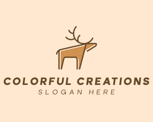 Brown Reindeer Deer logo design