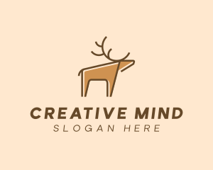 Brown Reindeer Deer logo design