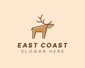 Brown Reindeer Deer logo design