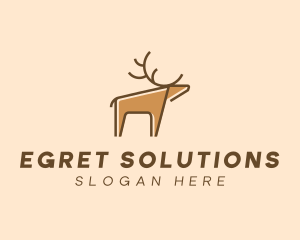 Brown Reindeer Deer logo design