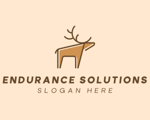 Brown Reindeer Deer logo design