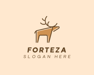 Brown Reindeer Deer logo design