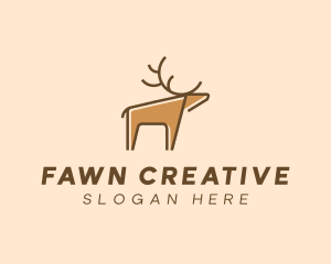 Brown Reindeer Deer logo design