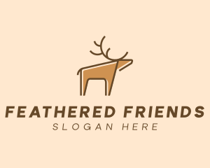 Brown Reindeer Deer logo design