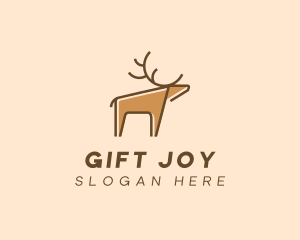 Brown Reindeer Deer logo design