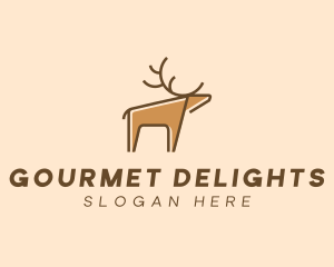 Brown Reindeer Deer logo design