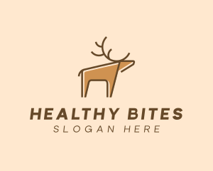 Brown Reindeer Deer logo design