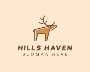 Brown Reindeer Deer logo design