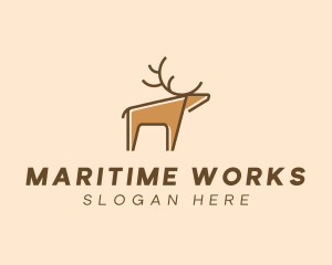 Brown Reindeer Deer logo design