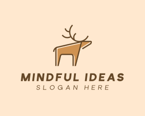 Brown Reindeer Deer logo design