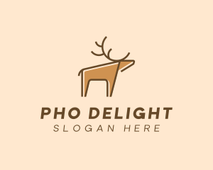 Brown Reindeer Deer logo design