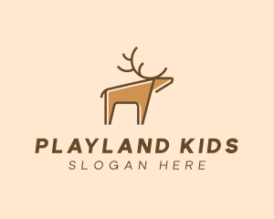 Brown Reindeer Deer logo design