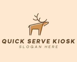 Brown Reindeer Deer logo design