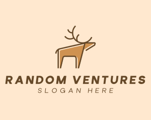 Brown Reindeer Deer logo design