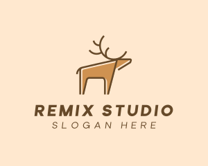 Brown Reindeer Deer logo design