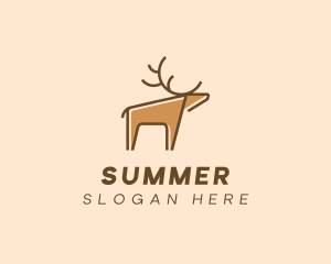 Brown Reindeer Deer logo design