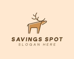 Brown Reindeer Deer logo design