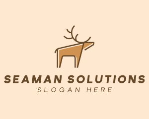 Brown Reindeer Deer logo design