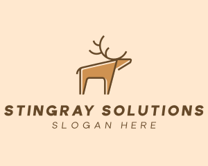 Brown Reindeer Deer logo design