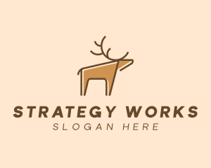 Brown Reindeer Deer logo design