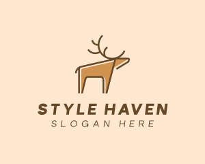 Brown Reindeer Deer logo design