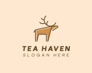 Brown Reindeer Deer logo design