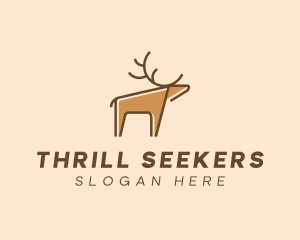 Brown Reindeer Deer logo design