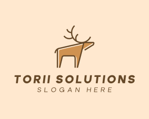 Brown Reindeer Deer logo design