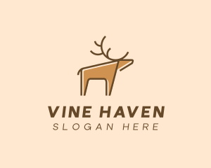 Brown Reindeer Deer logo design