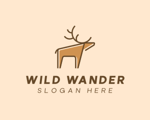 Brown Reindeer Deer logo design