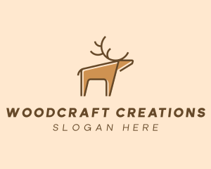 Brown Reindeer Deer logo design