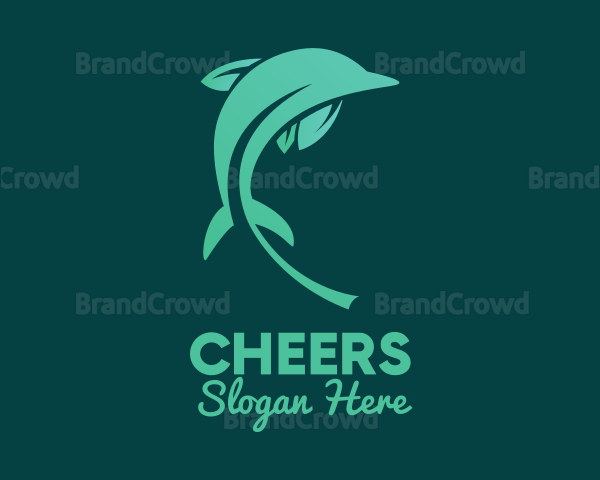 Green Leaves Dolphin Logo