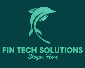 Green Leaves Dolphin  logo design