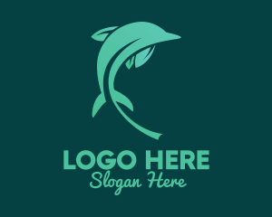 Eco Friendly - Green Leaves Dolphin logo design