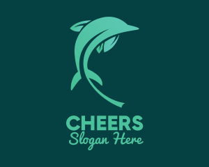 Aquarium - Green Leaves Dolphin logo design
