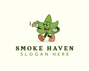 Marijuana Leaf Smoking logo design