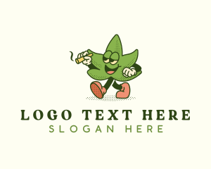 Weed Pipe - Marijuana Leaf Smoking logo design