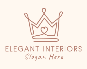 Elegant Heart Crown logo design